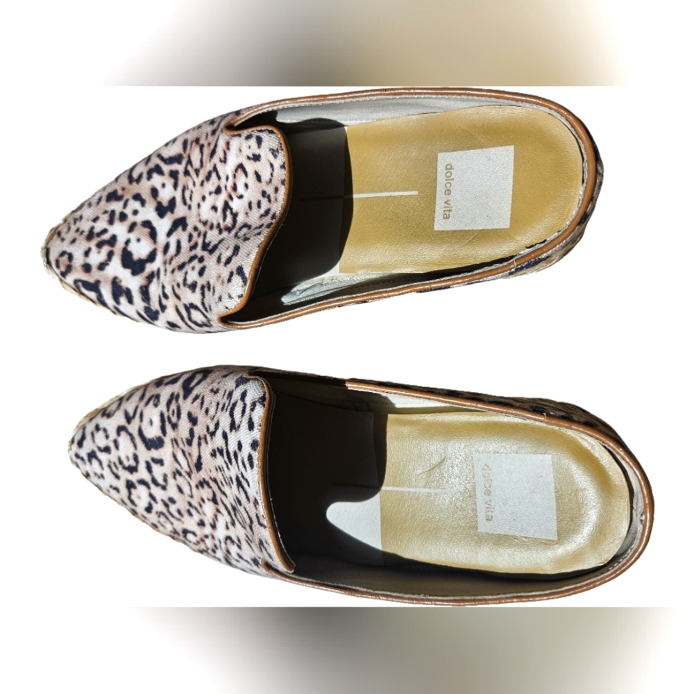 Dolce Vita Odis Slip-On Jute Leopard Print Espadrille Mules Size 8 - Picture 3 of 4